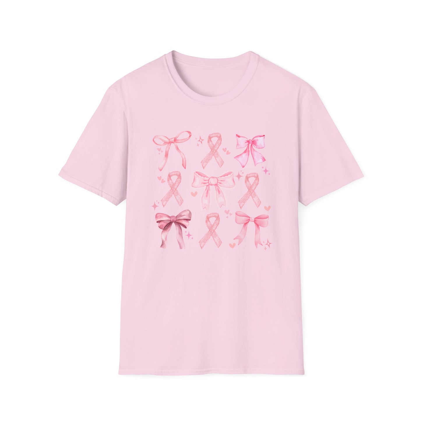 Breast Cancer Bows Awareness Tee, Unisex Softstyle T-Shirt