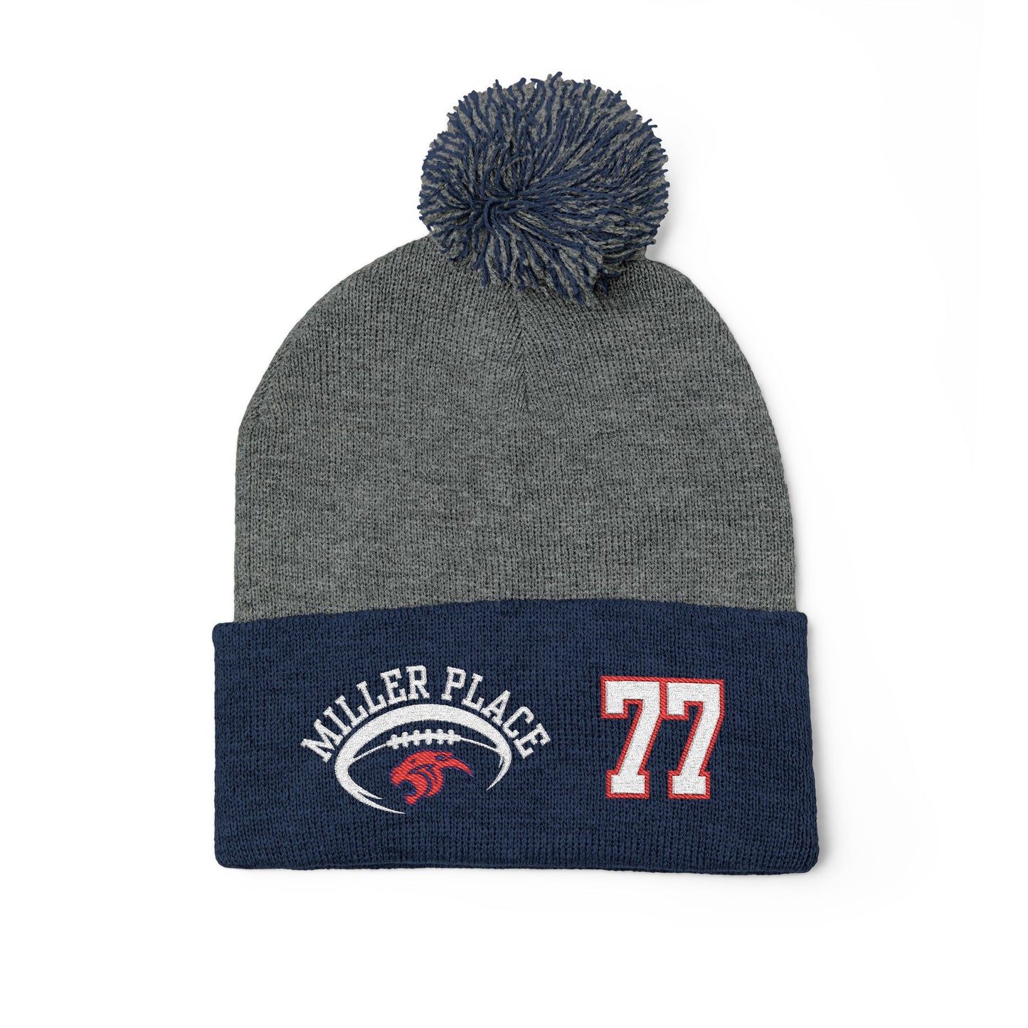 #77 Miller Place Football Winter PomPom Hat