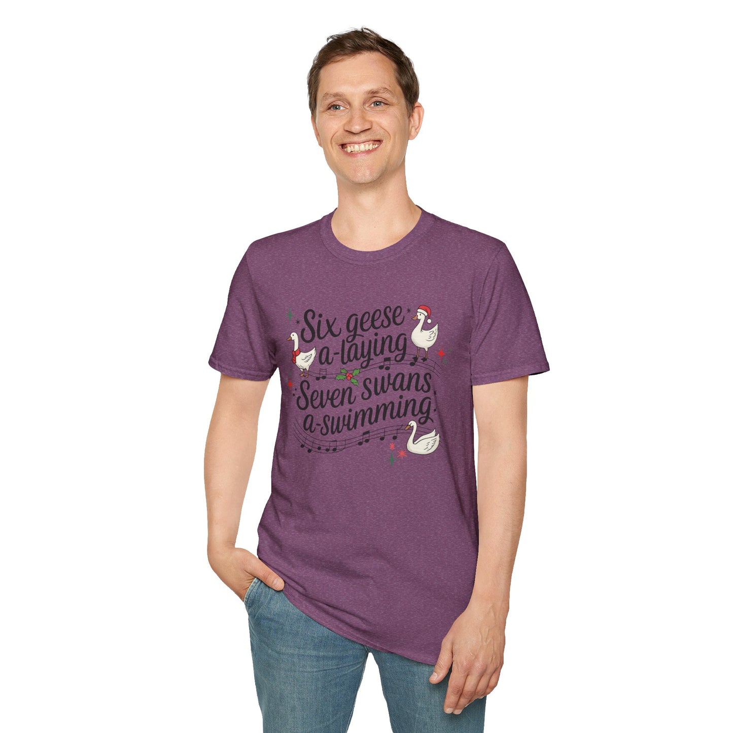 "Six geese a-laying, Seven swans a-swimming” Christmas Carol Tee