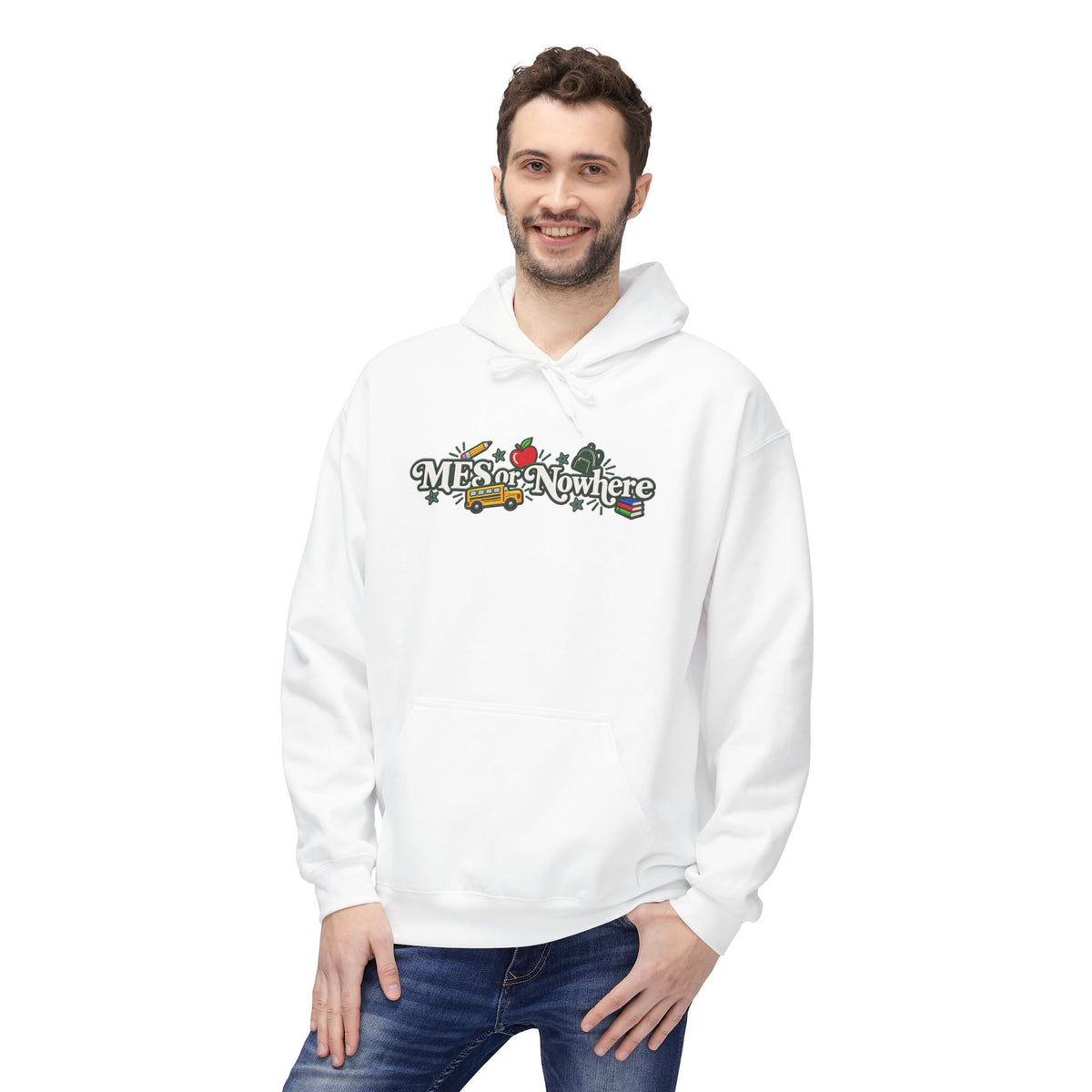 "MES or Nowhere" w/ apple- Moriches Hoodie