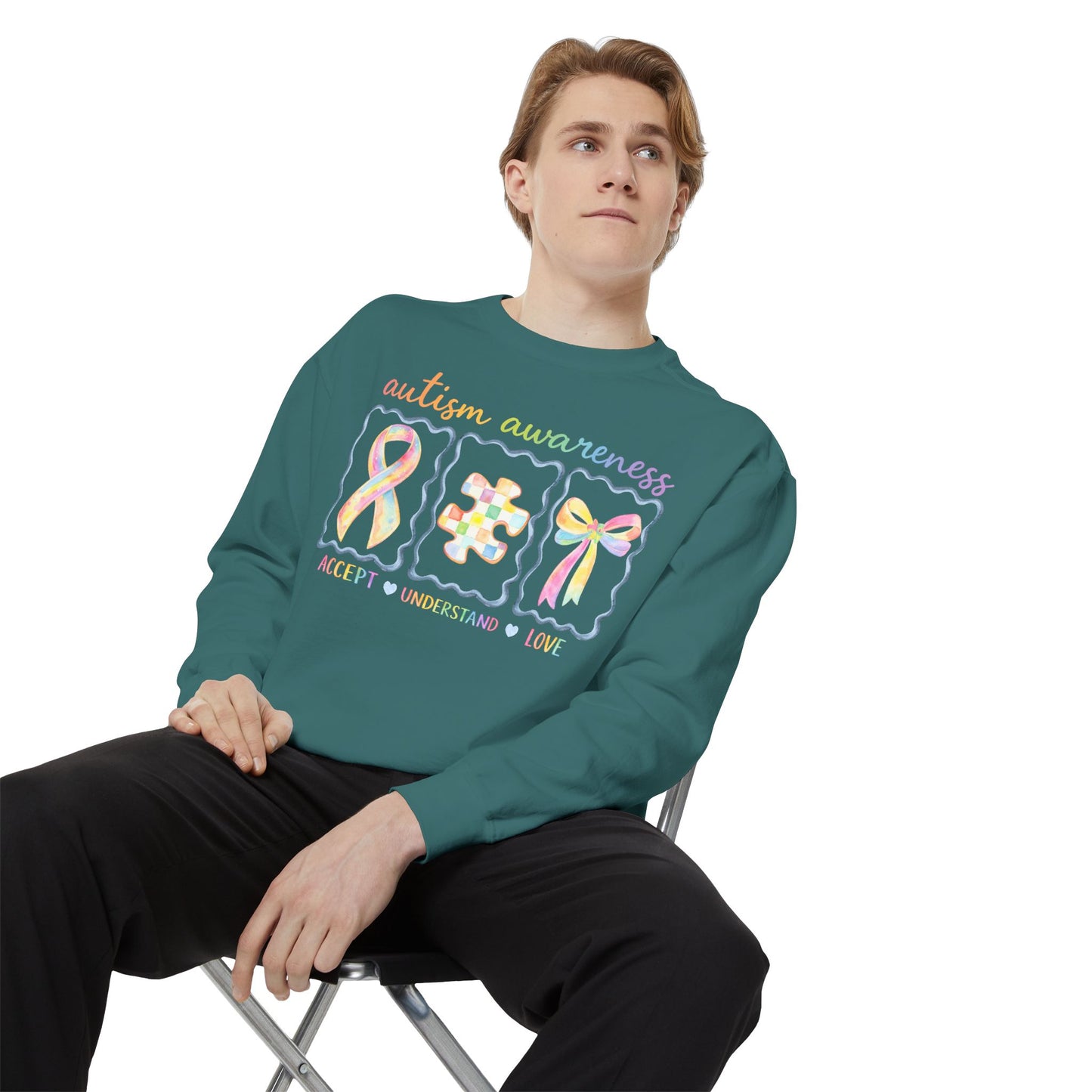 Autism Awareness Sweatshirt — "Accept Understand Love"