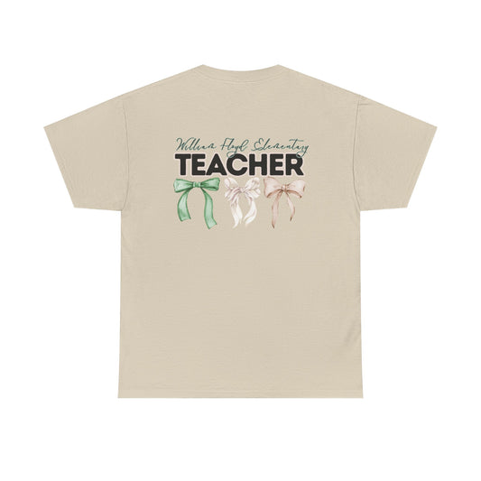 WFE Teacher and Bows- Unisex Heavy Cotton Tee with Bow Design