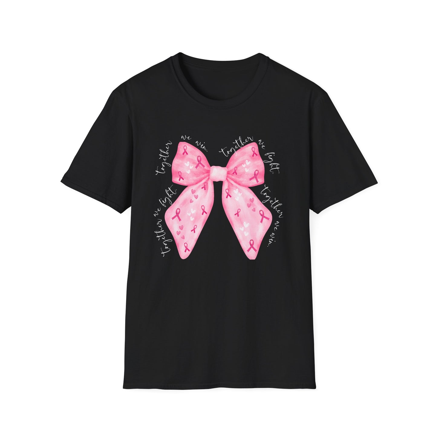 We Fight, We Win- Breast Cancer Awareness Tee, Unisex Softstyle T-Shirt