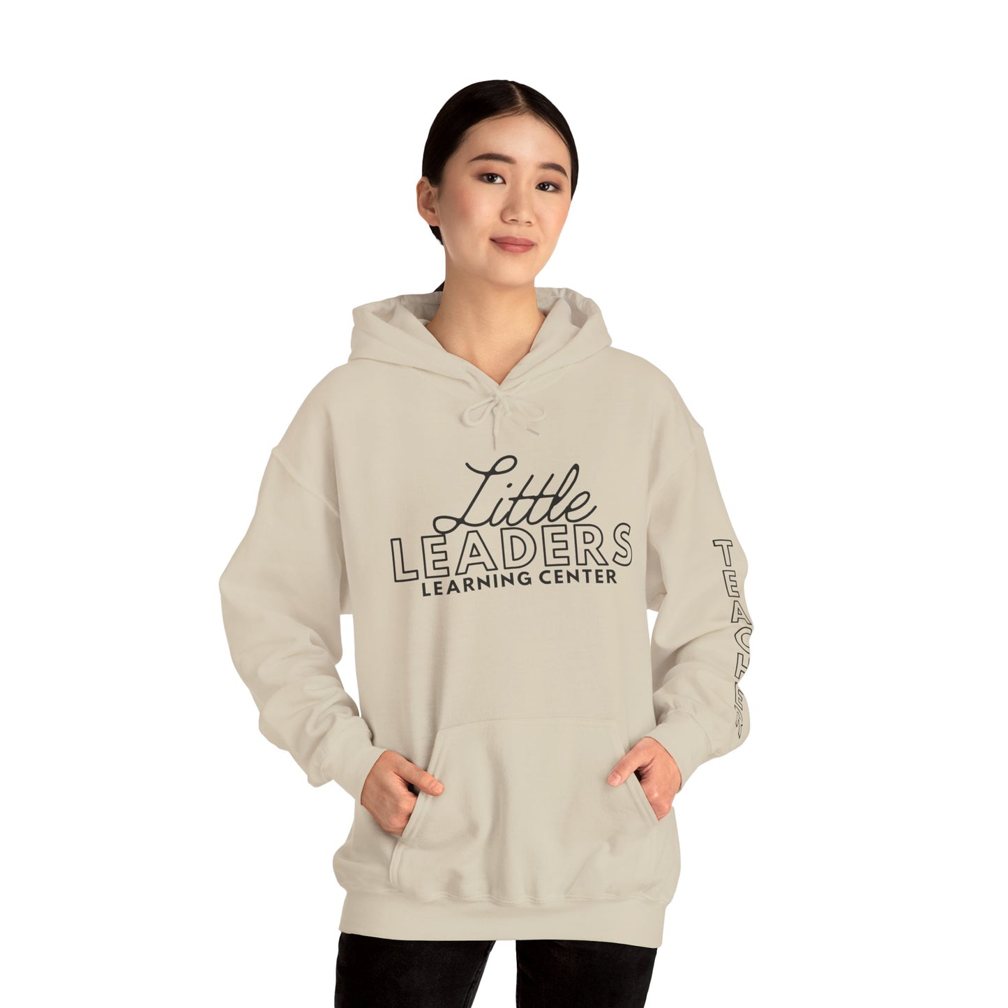 Little Leaders Teacher Simple Design Hoodie w/ Teacher on Sleeve - Cozy Unisex Sweatshirt