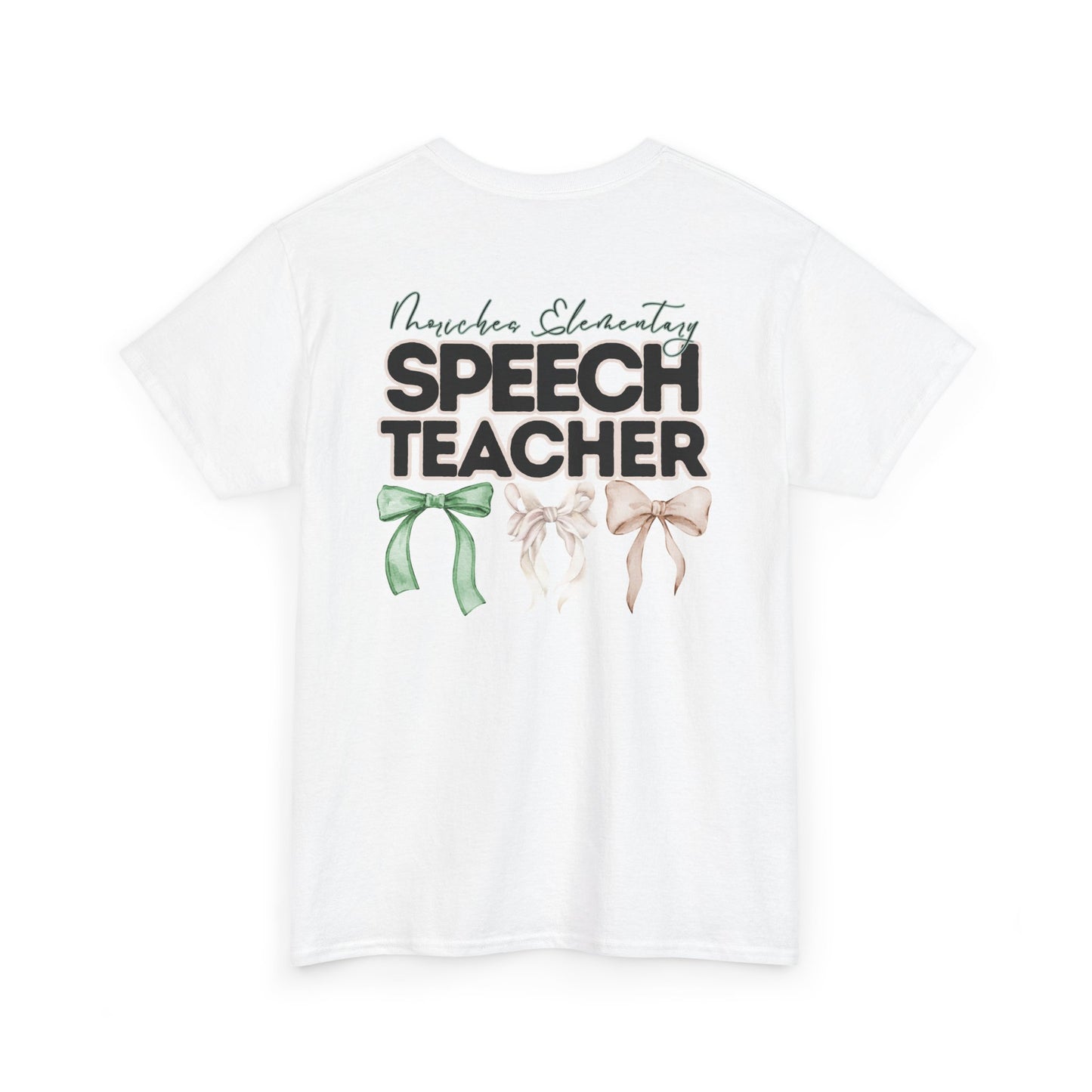 Moriches Speech Teacher and Bows- Unisex Heavy Cotton Tee with Bow Design