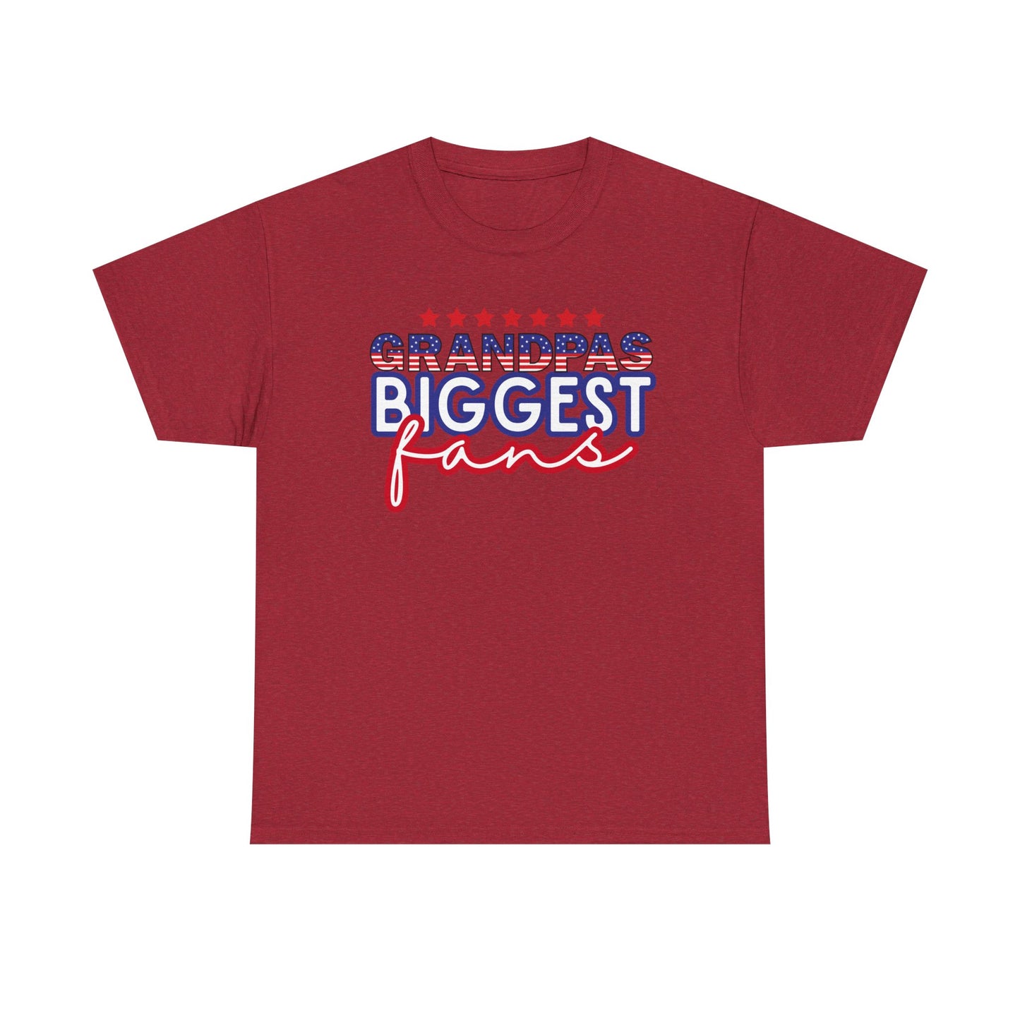 Custom- Jolly- Grandpa's Biggest Fan Unisex Heavy Cotton Tee - Patriotic Family Shirt