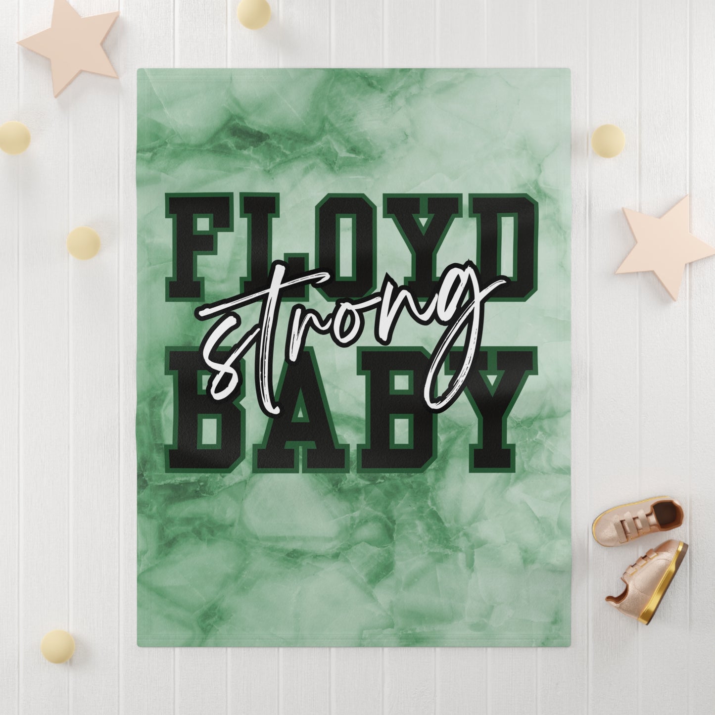 Green Floyd Strong Baby Blanket - Soft Fleece Plush Nursery Throw