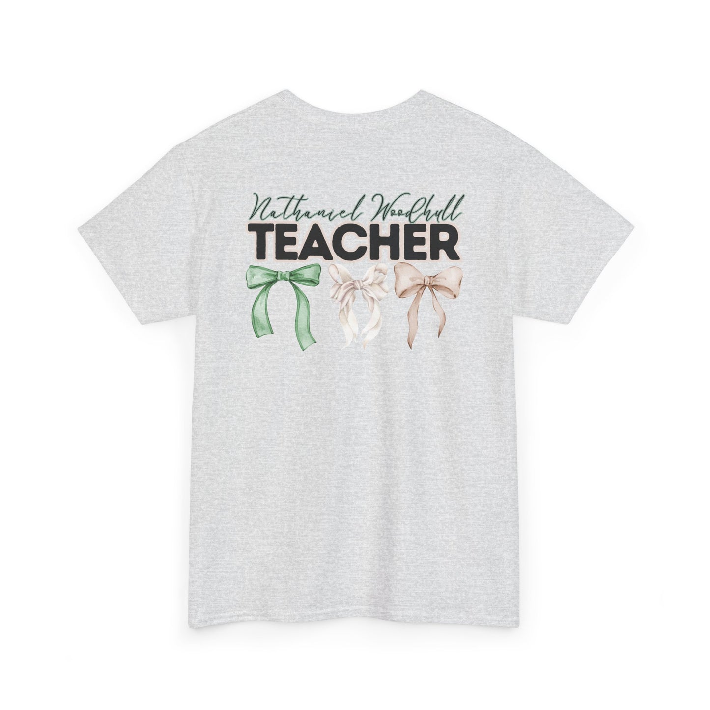 Woodhull Teacher and Bows- Unisex Heavy Cotton Tee with Bow Design