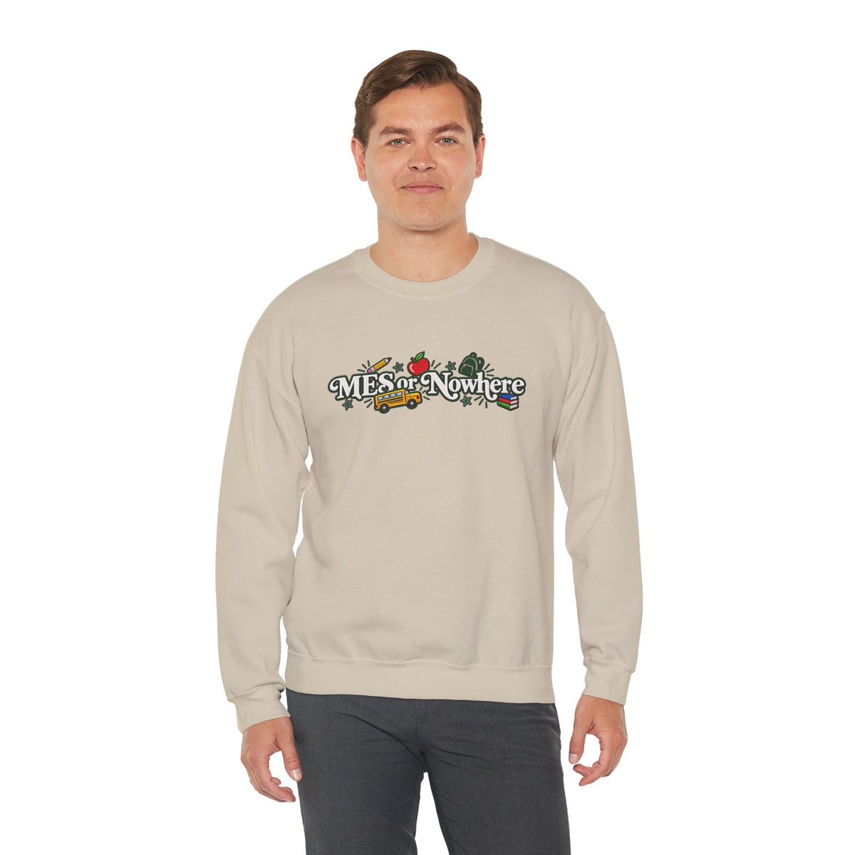 "MES or Nowhere w/ School Things" - Moriches Crewneck Sweatshirt