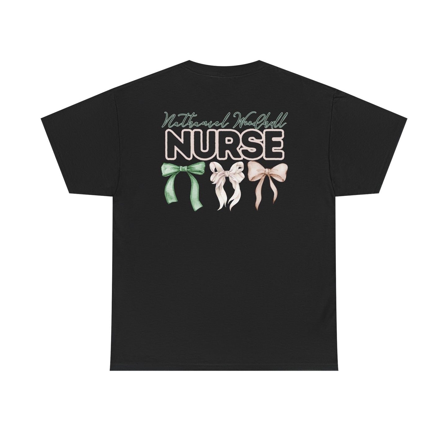 Woodhull Nurse and Bows- Unisex Heavy Cotton Tee with Bow Design