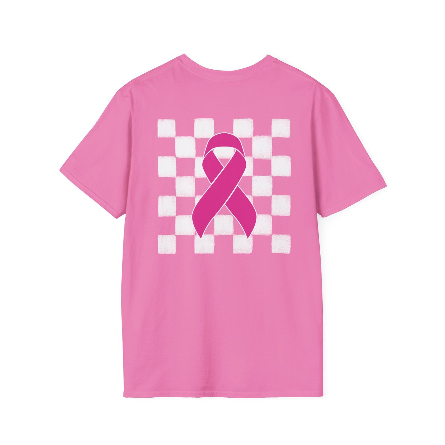 Checkered Pink Ribbon Awareness T-Shirt | Softstyle Tee
