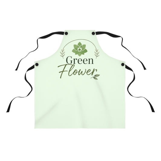 Green Flower Apron — Floral Garden Apron- Personalized