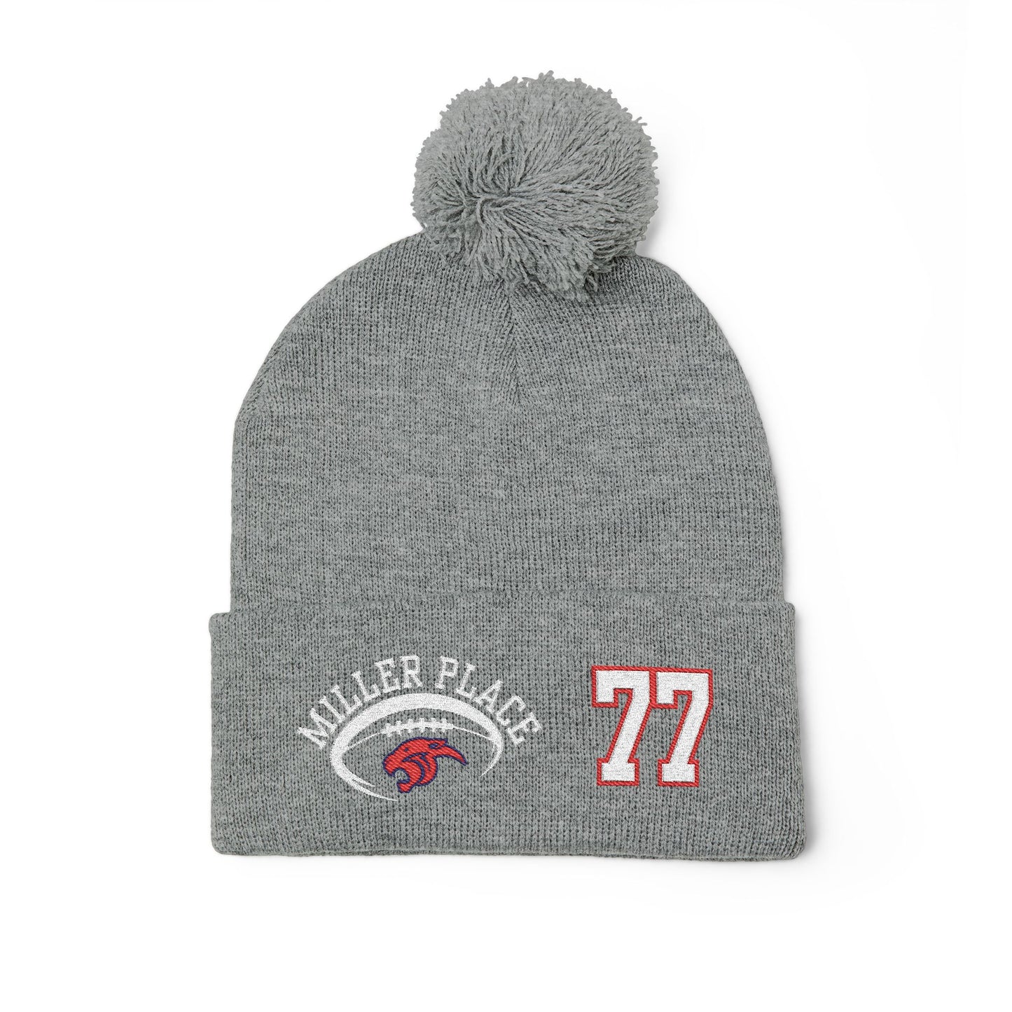 #77 Miller Place Football Winter PomPom Hat