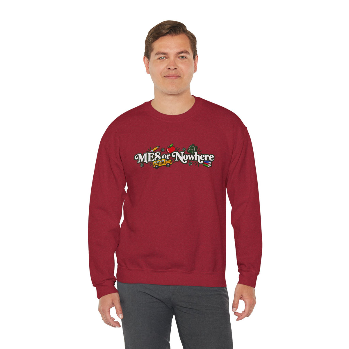 "MES or Nowhere w/ School Things" - Moriches Crewneck Sweatshirt