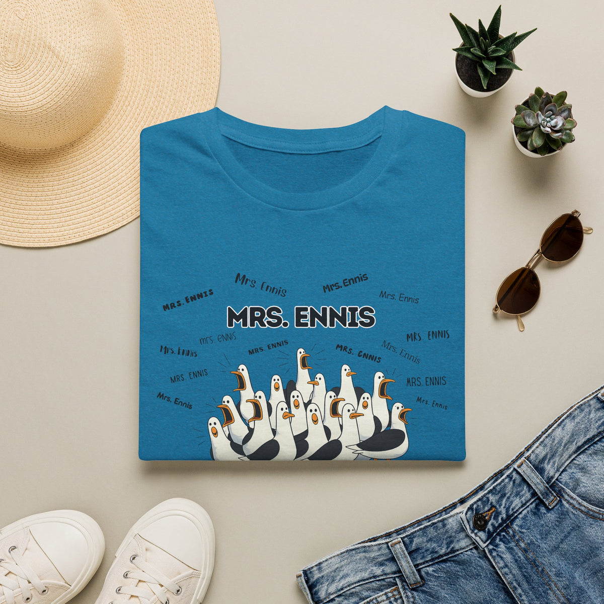 Mrs. Ennis- Seagull Crew Graphic T-Shirt — Personalized