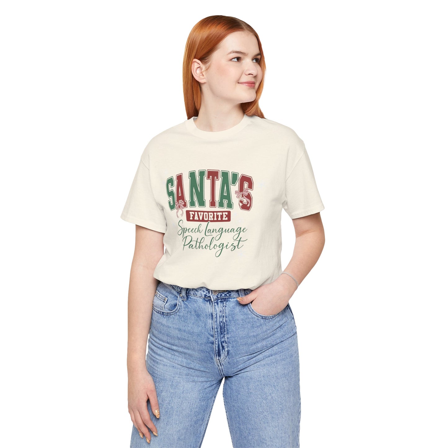 Santa's Favorite Speech Language Pathologist — Christmas Unisex T‑Shirt