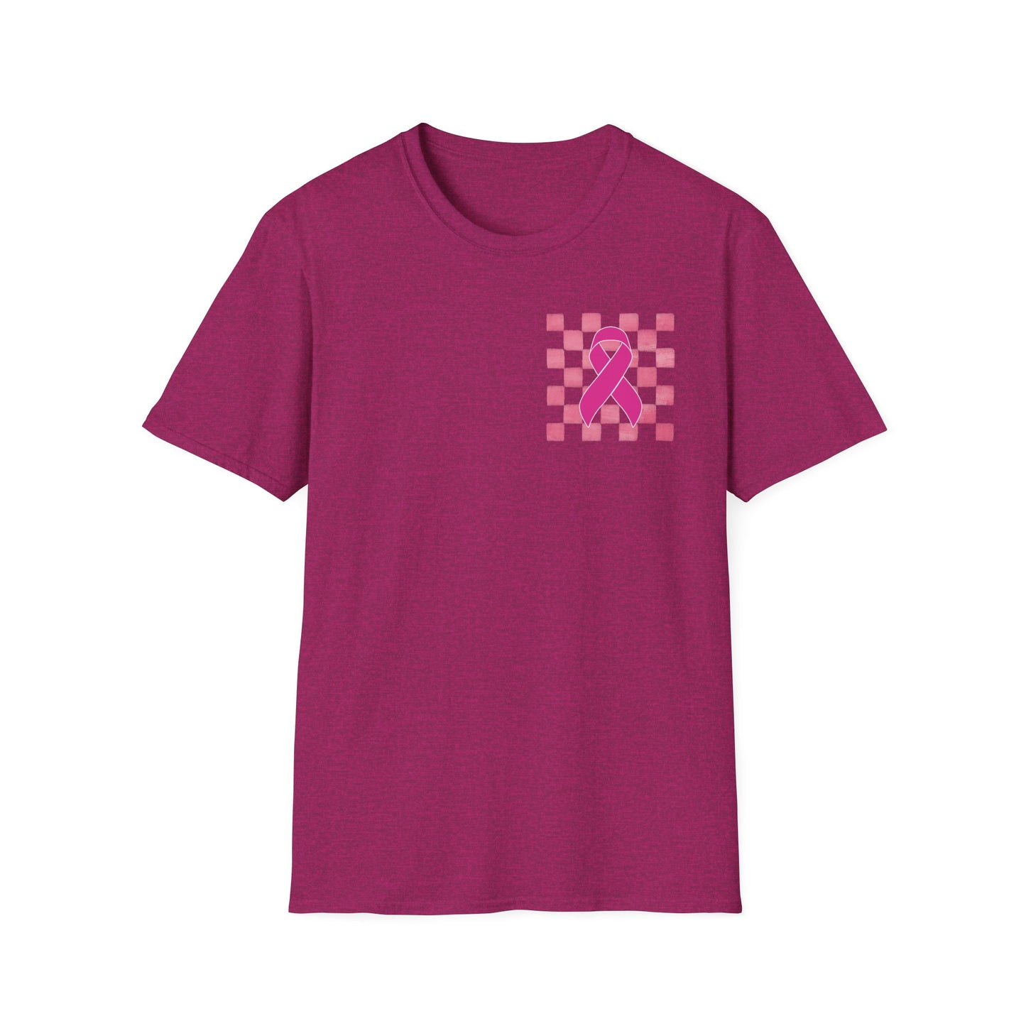 Checkered Pink Ribbon Awareness T-Shirt | Softstyle Tee