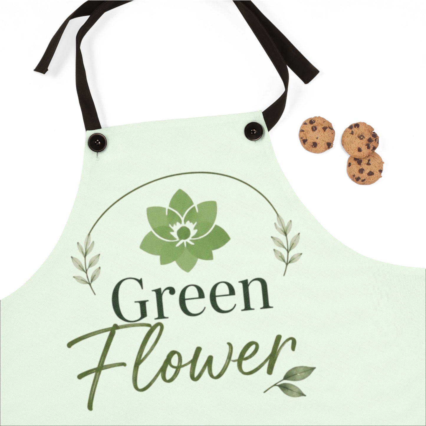 Green Flower Apron — Floral Garden Apron- Personalized