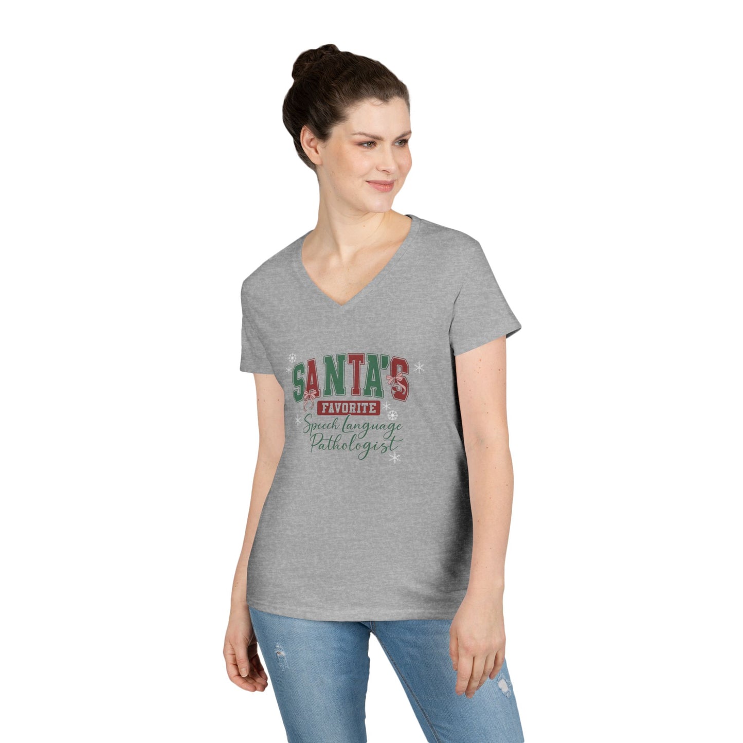 Santa’s Favorite Speech Language Pathologist- Christmas V-Neck Tee