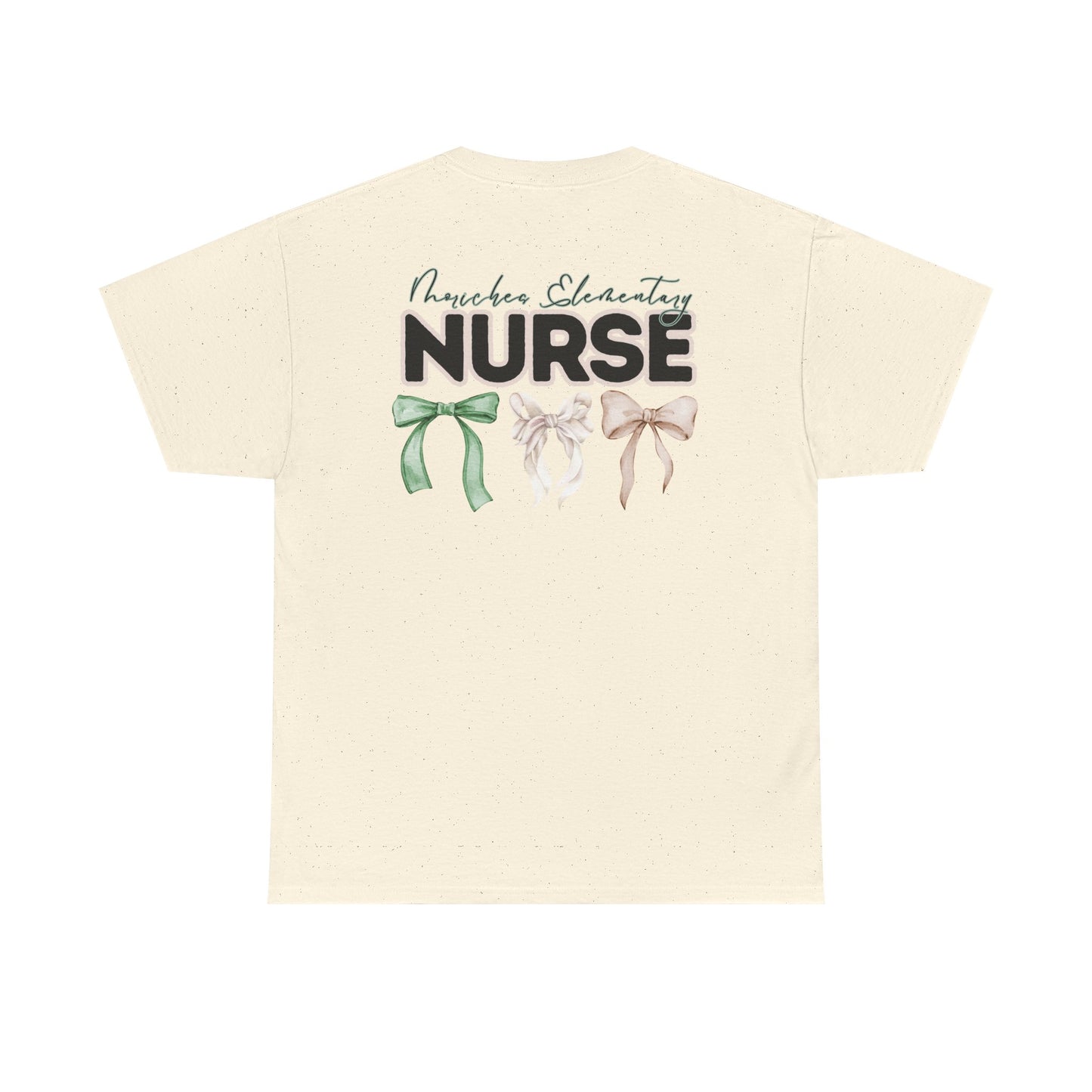 Moriches Nurse and Bows- Unisex Heavy Cotton Tee with Bow Design