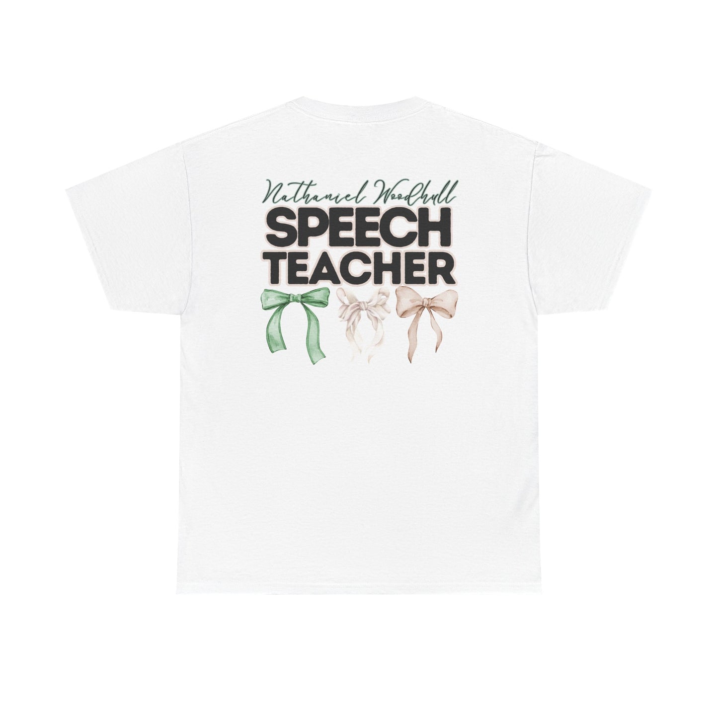 Woodhull Speech Teacher and Bows- Unisex Heavy Cotton Tee with Bow Design