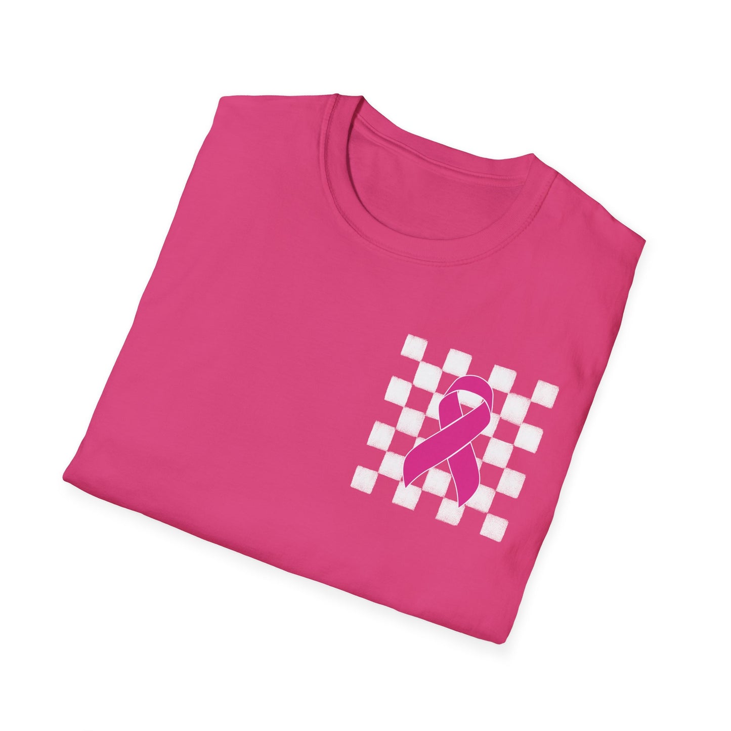 Checkered Pink Ribbon Awareness T-Shirt | Softstyle Tee