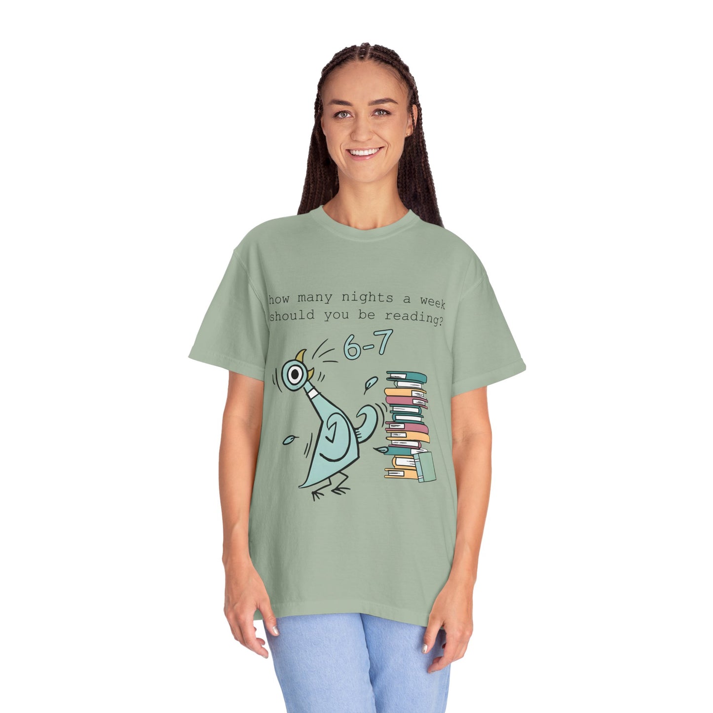 “How many nights a week should you be reading? 6-7” -Teacher Graphic T-Shirt