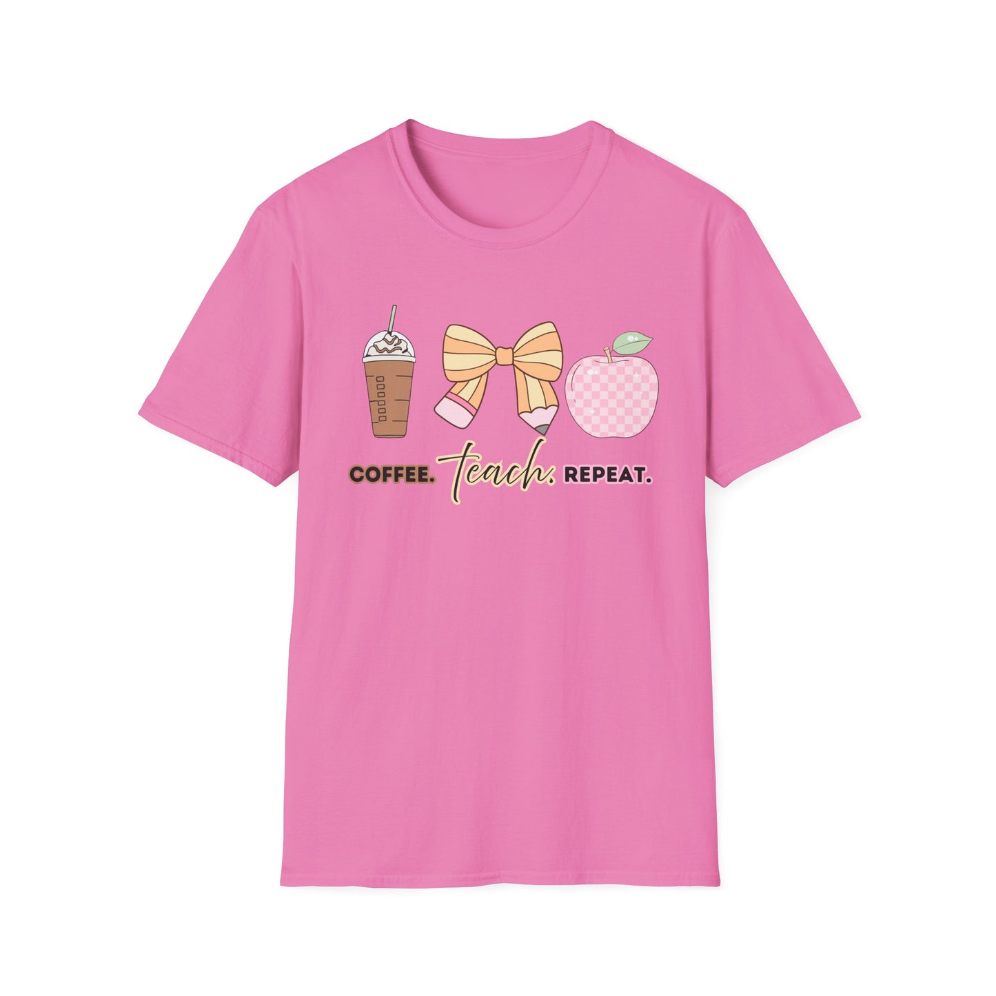 Coffee Teach Repeat Unisex Softstyle T-Shirt - Teacher
