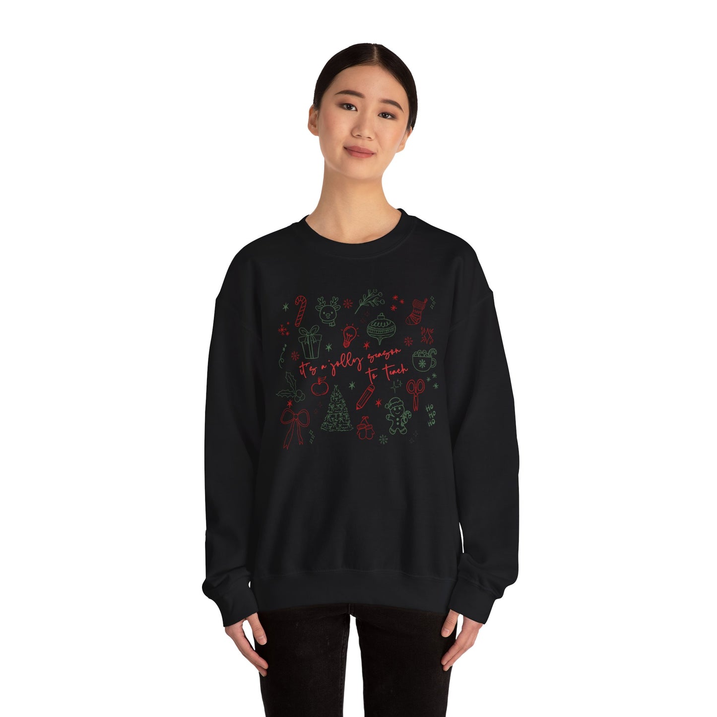 Christmas Doodle Design "It's a jolly season to teach" Crewneck