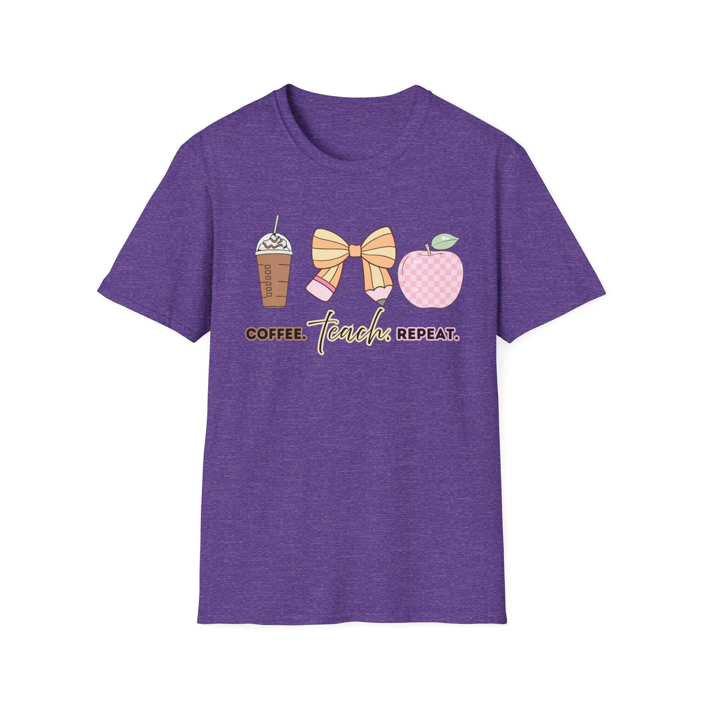 Coffee Teach Repeat Unisex Softstyle T-Shirt - Teacher