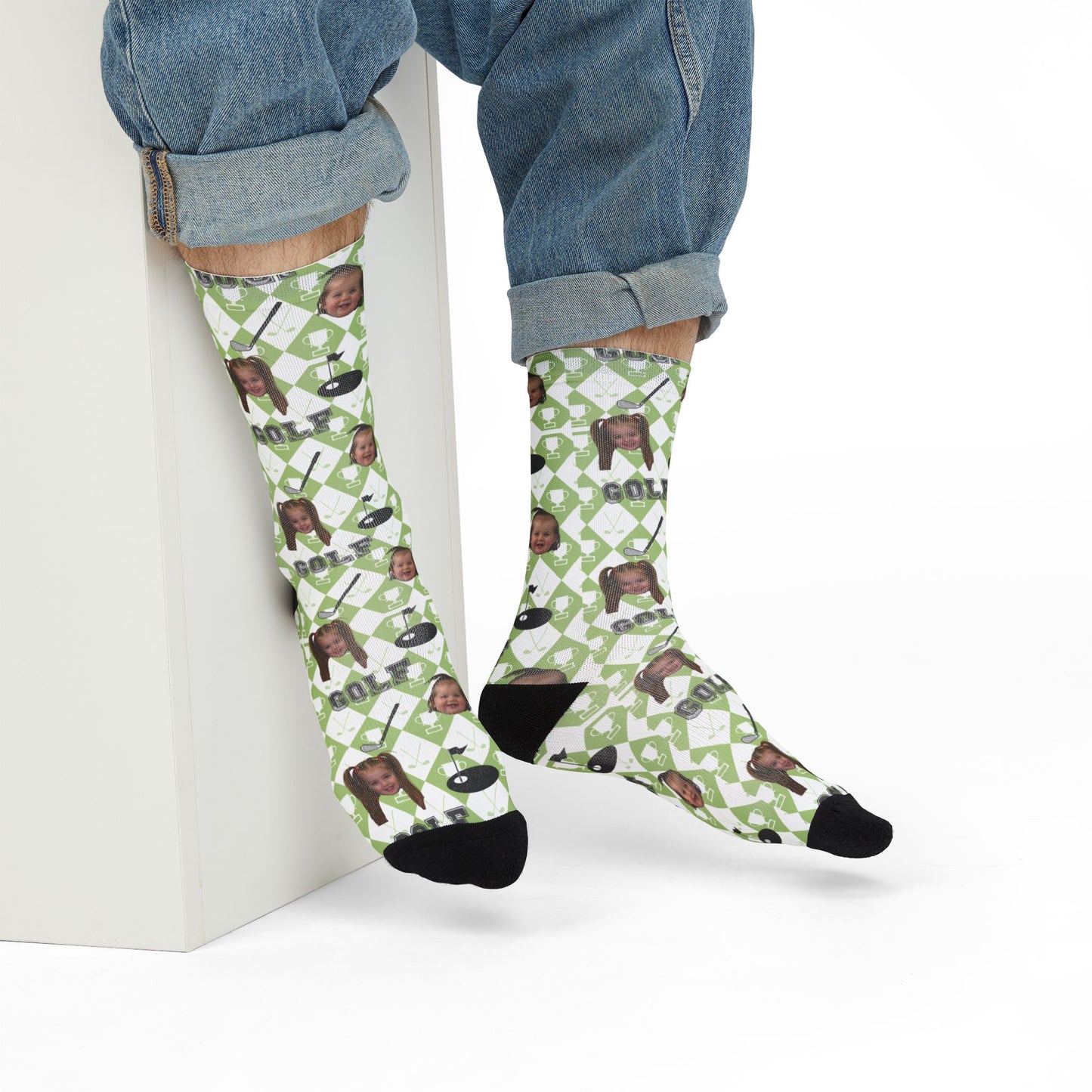 Paige- Golf Socks- Personalized Face- Crew Socks
