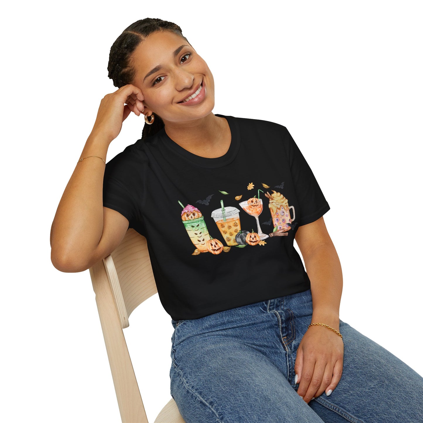 Halloween Beverage Themed T-Shirt- Unisex Softstlye