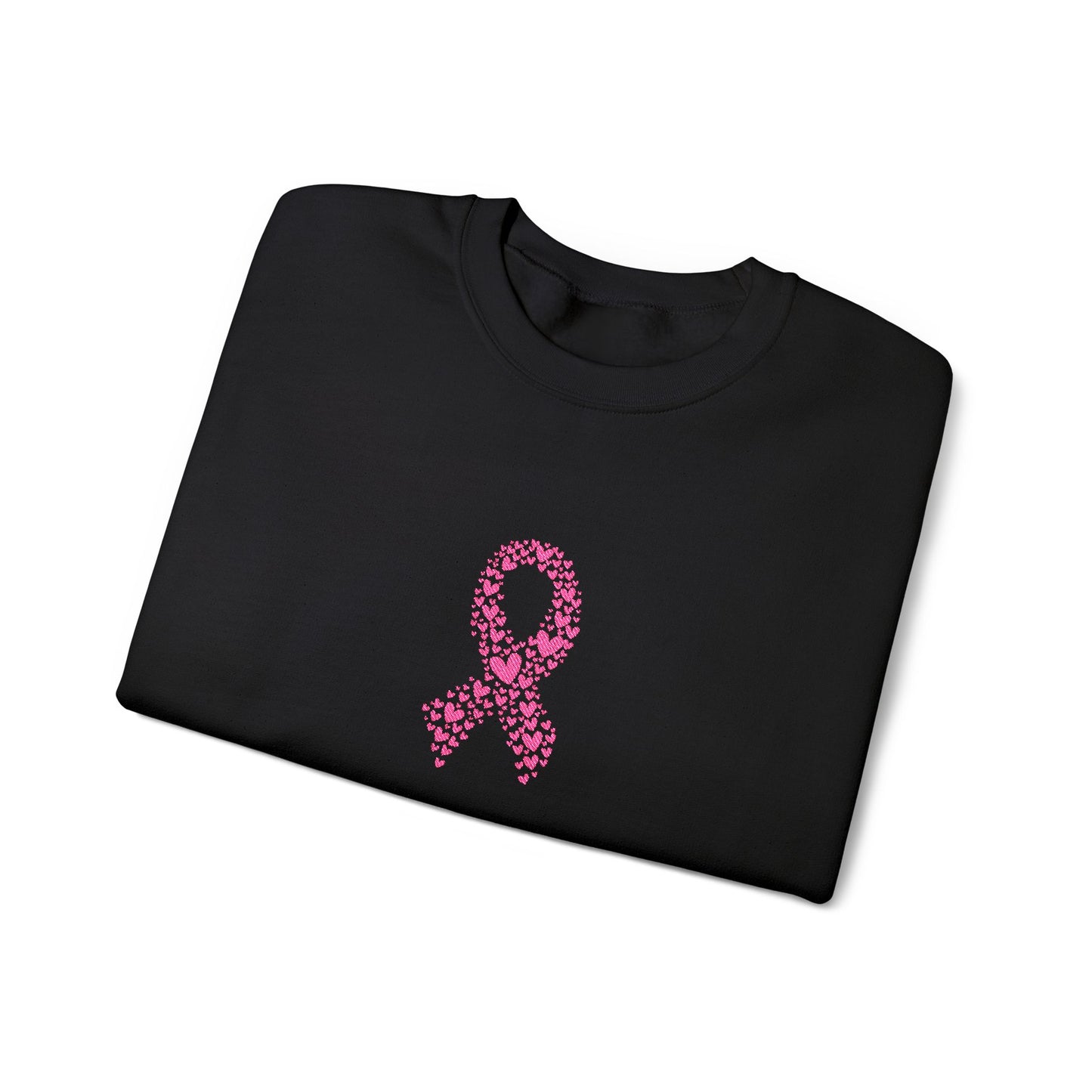 Embroidered Pink Ribbon Awareness Sweatshirt - Cozy Unisex Crewneck