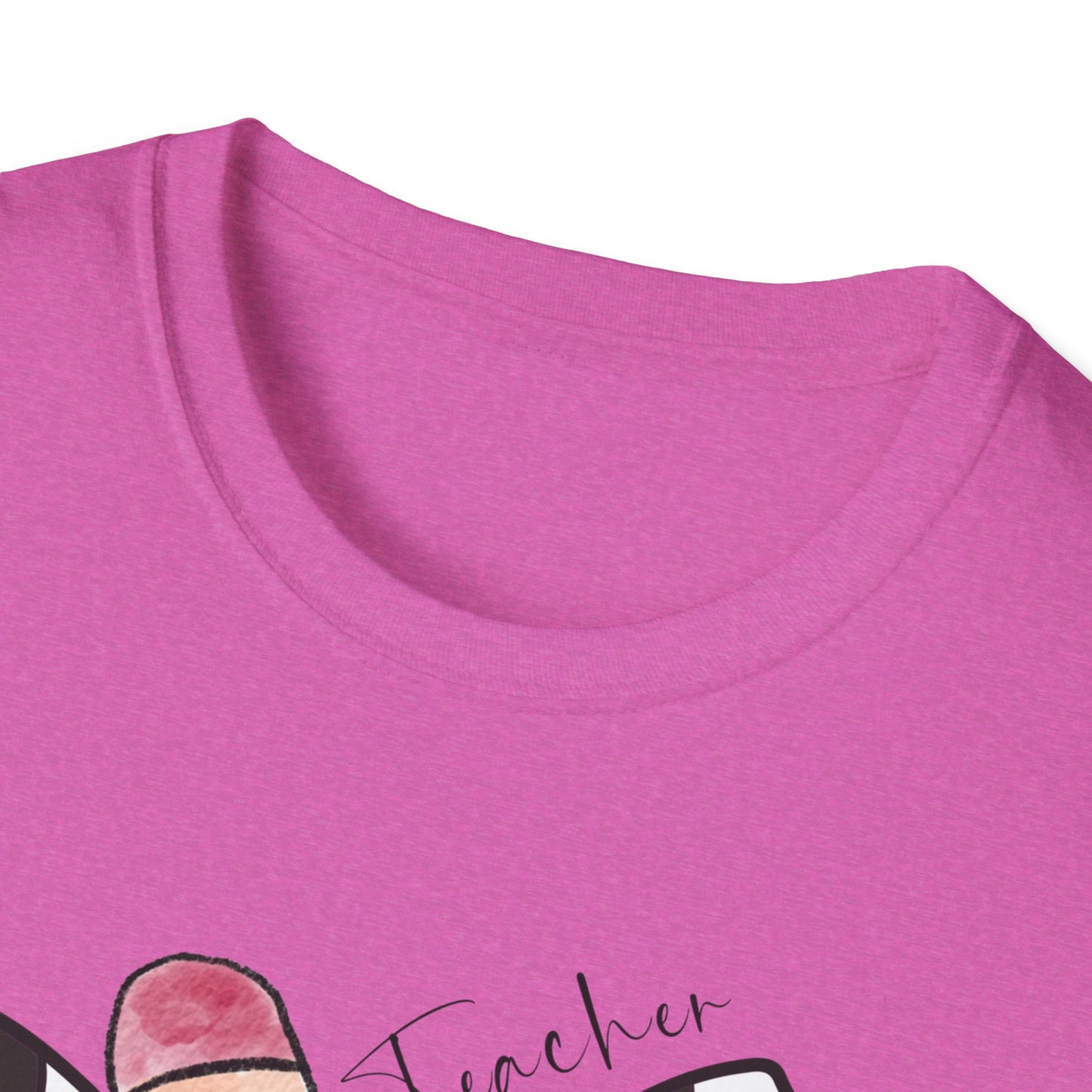 Checkered Bow + Pencil- Teacher Tee- Softstyle Unisex Tee