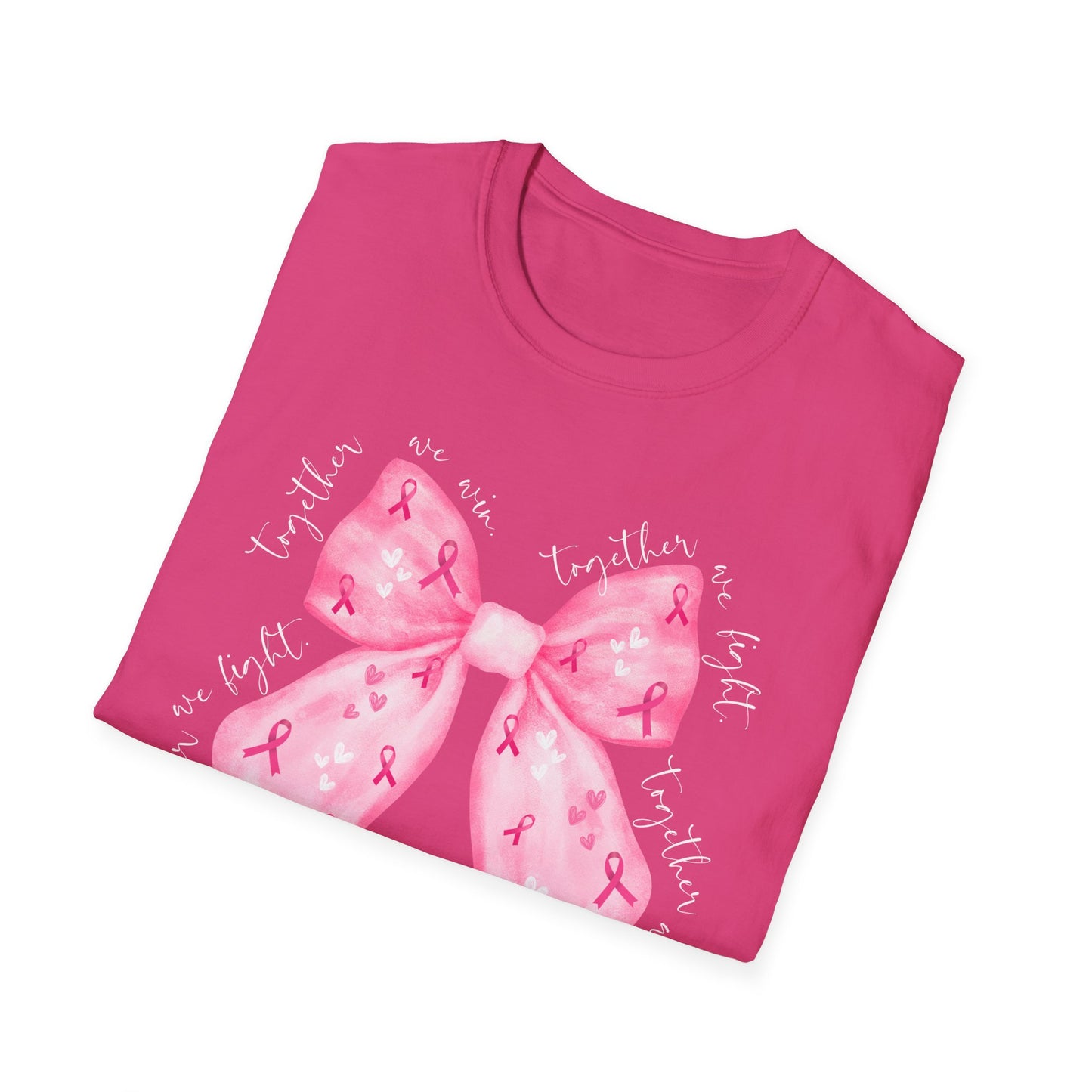 We Fight, We Win- Breast Cancer Awareness Tee, Unisex Softstyle T-Shirt