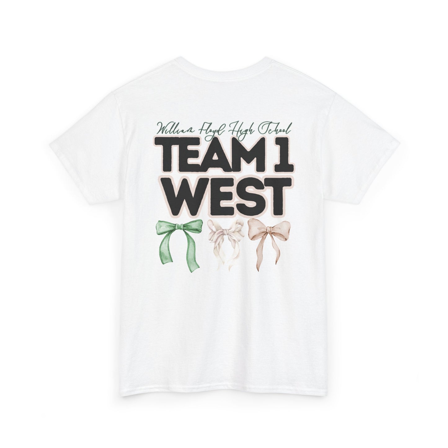 WFHS- TEAM 1 WEST- Floyd Strong Teacher and Bows- Unisex Heavy Cotton Tee with Bow Design