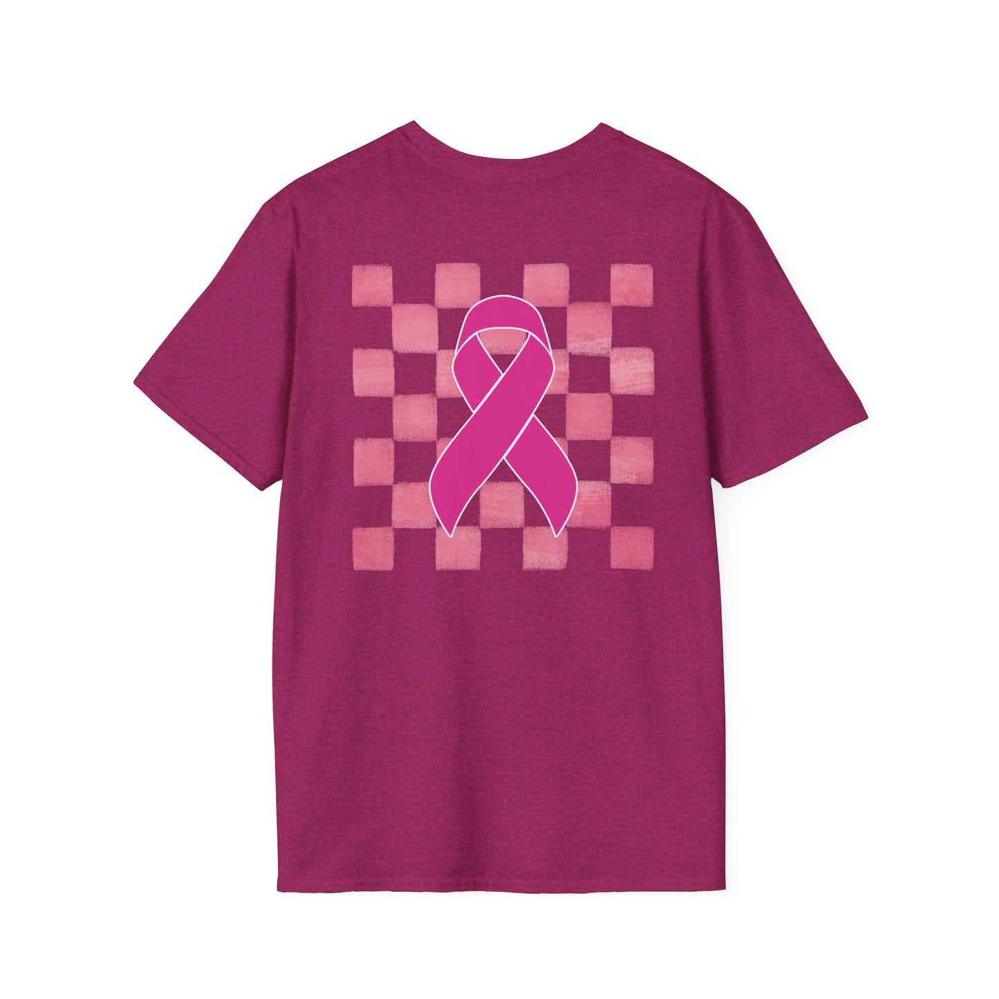 Checkered Pink Ribbon Awareness T-Shirt | Softstyle Tee