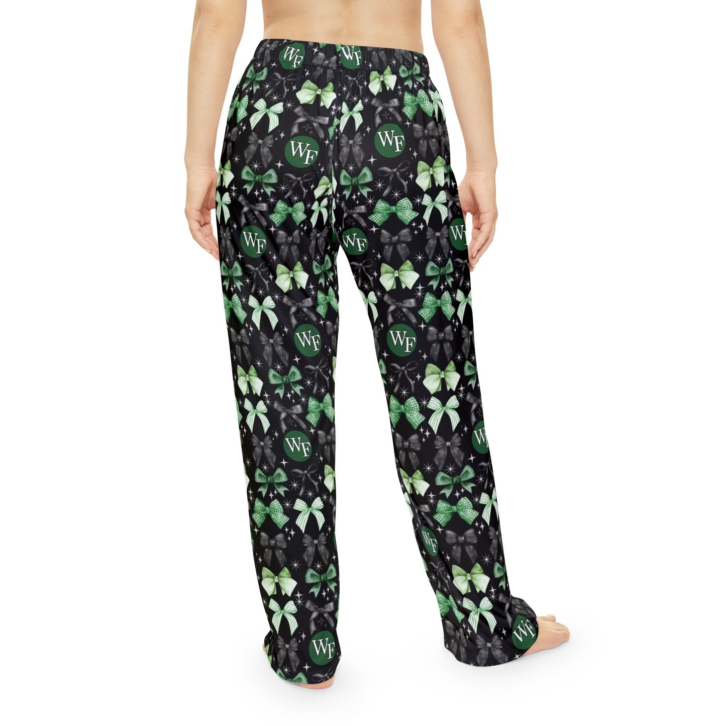 Floyd Strong Cozy Women's Pajama Pants with Green Bow Pattern