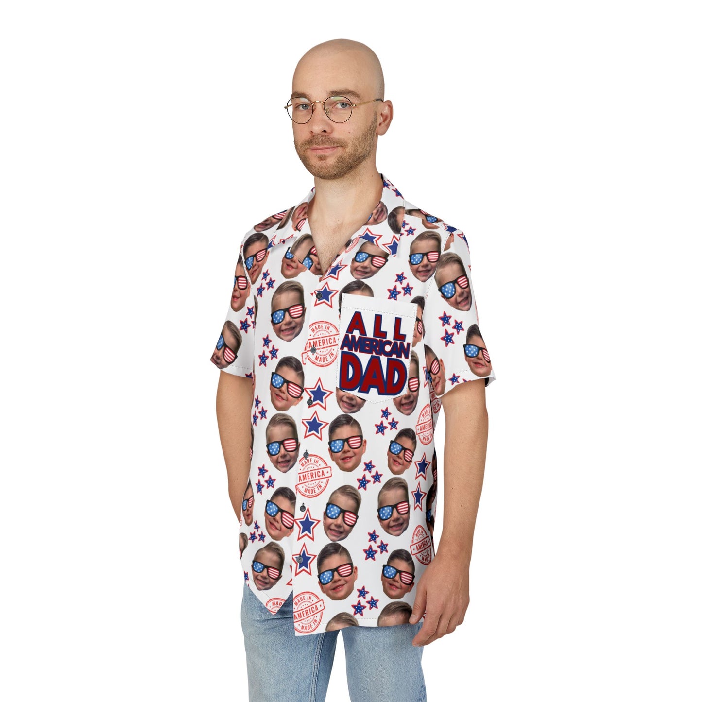 All American Dad - Personalized - Hawaiian Button-Down Shirt -Fatherhood