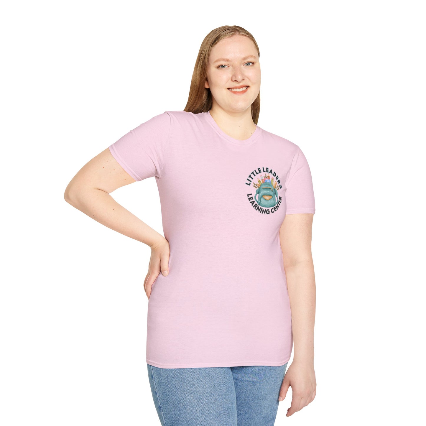 Little Leaders Teacher w/ Backpack Design Unisex Softstyle T-Shirt