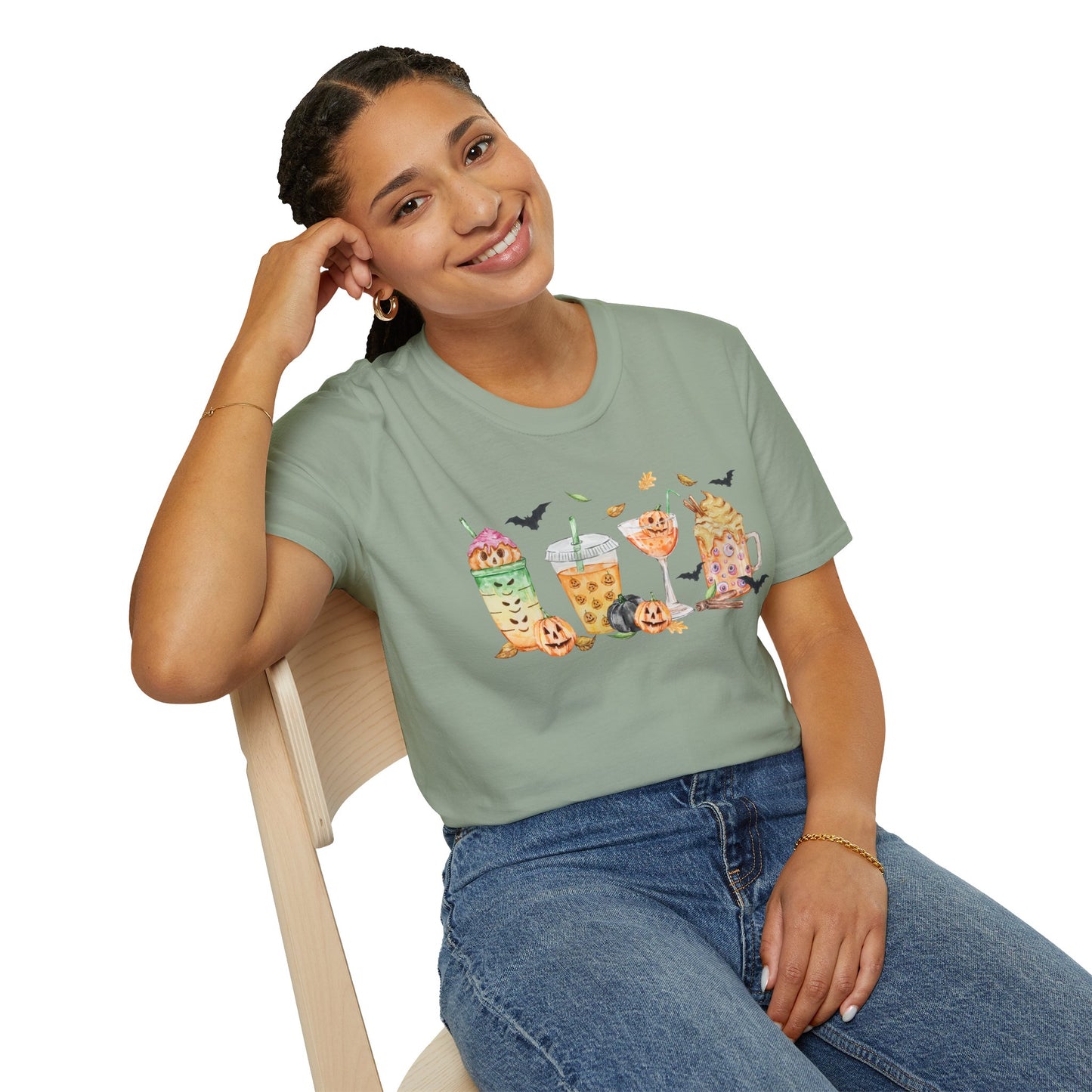 Halloween Beverage Themed T-Shirt- Unisex Softstlye