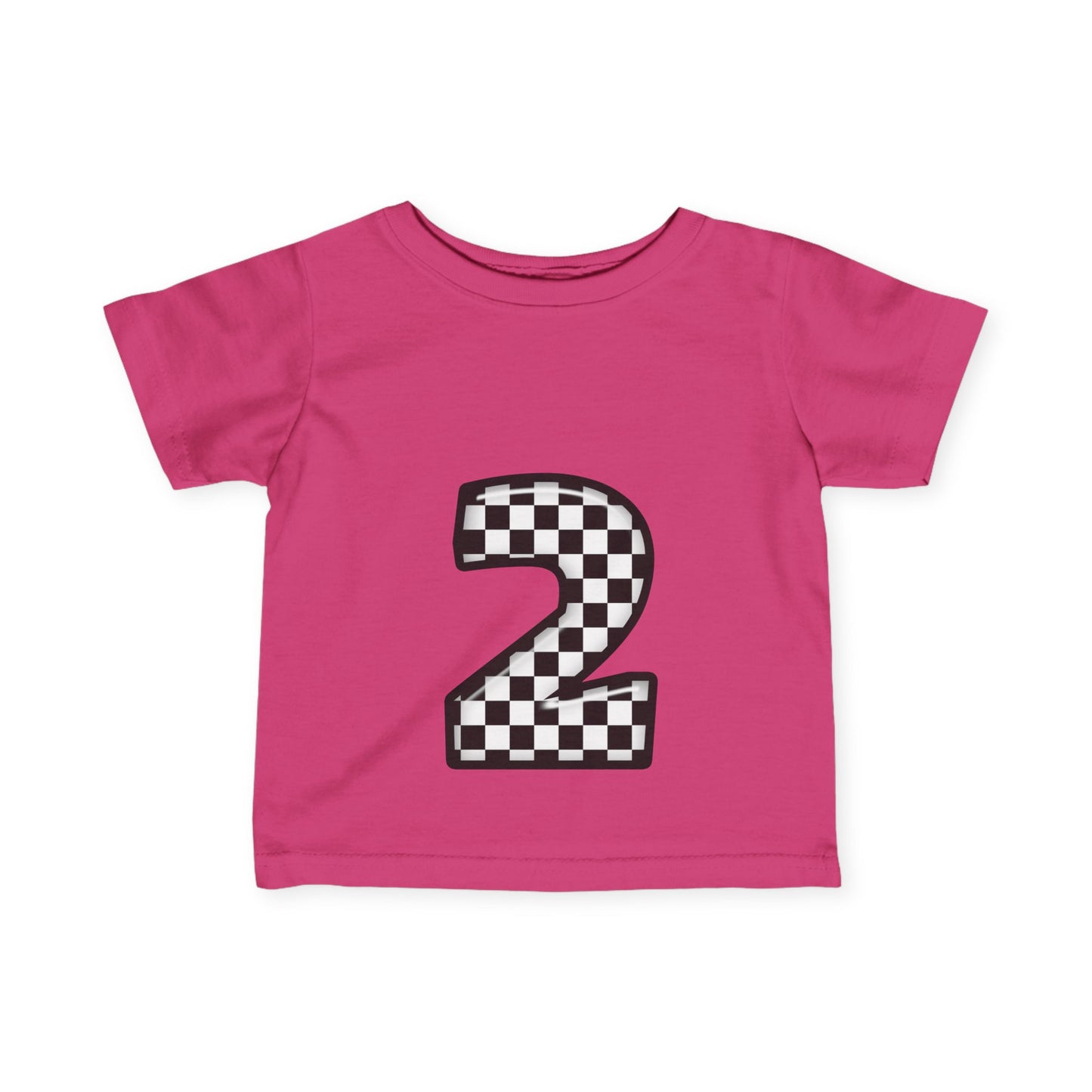 Mini-Checkered Number 2 Infant Jersey Tee - Perfect for Birthday Celebrations