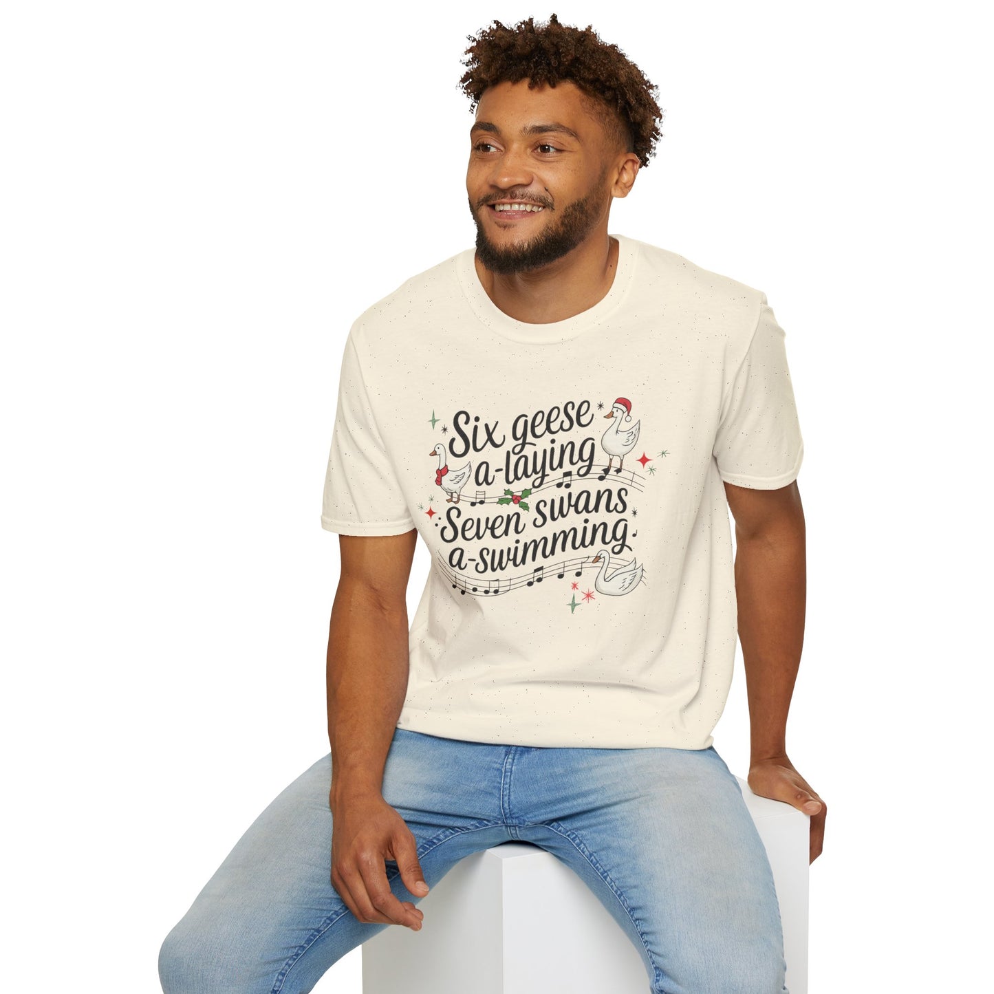 "Six geese a-laying, Seven swans a-swimming” Christmas Carol Tee