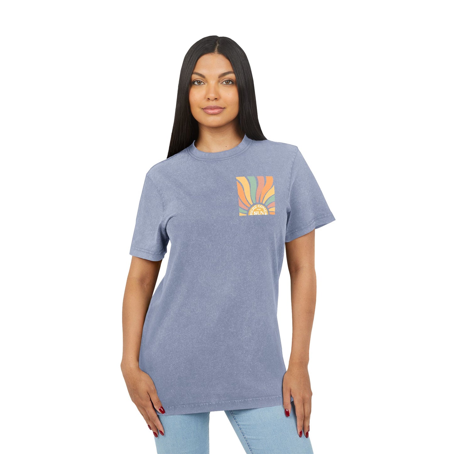 Here Comes the Sun Design- Acid Washed Tee for Summer