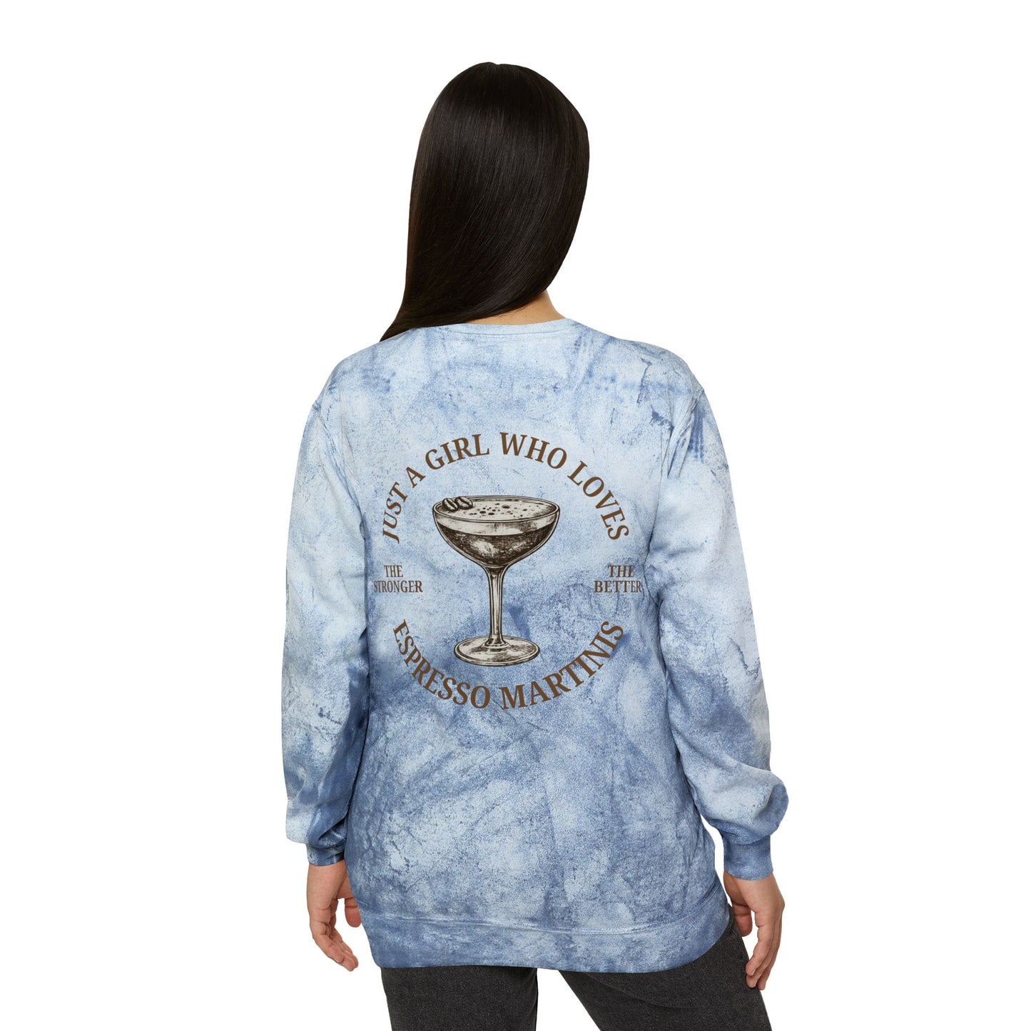 "Just a Girl Who Loves Espresso Martinis" Tie-Dye Crewneck- Summer