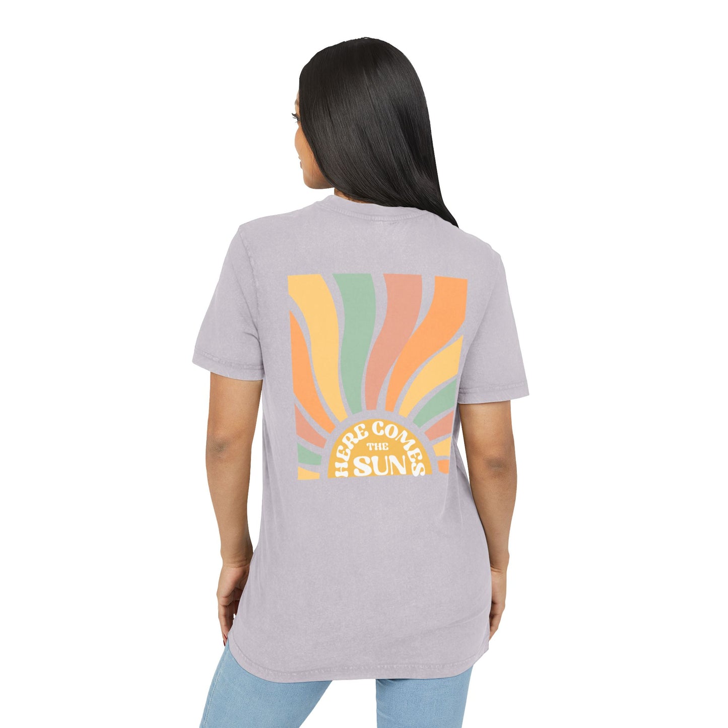 Here Comes the Sun Design- Acid Washed Tee for Summer