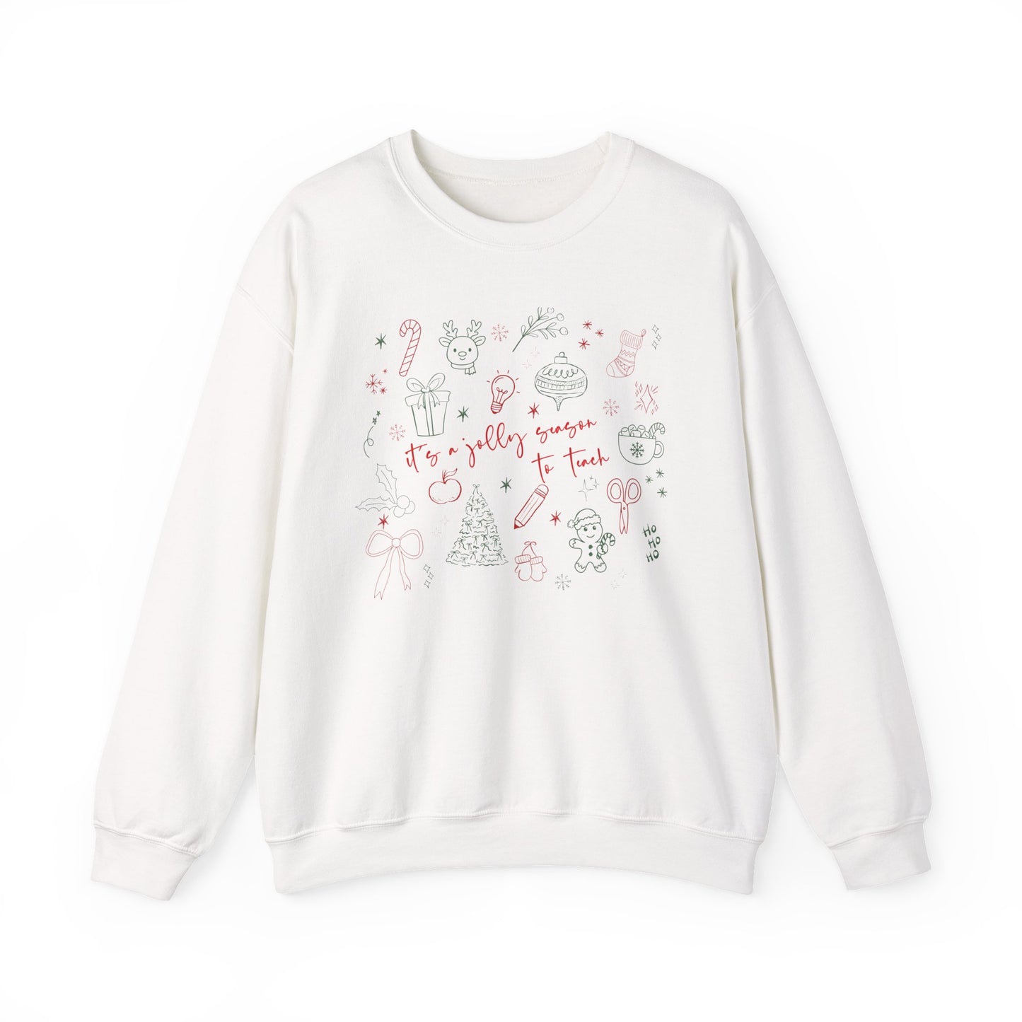 Christmas Doodle Design "It's a jolly season to teach" Crewneck