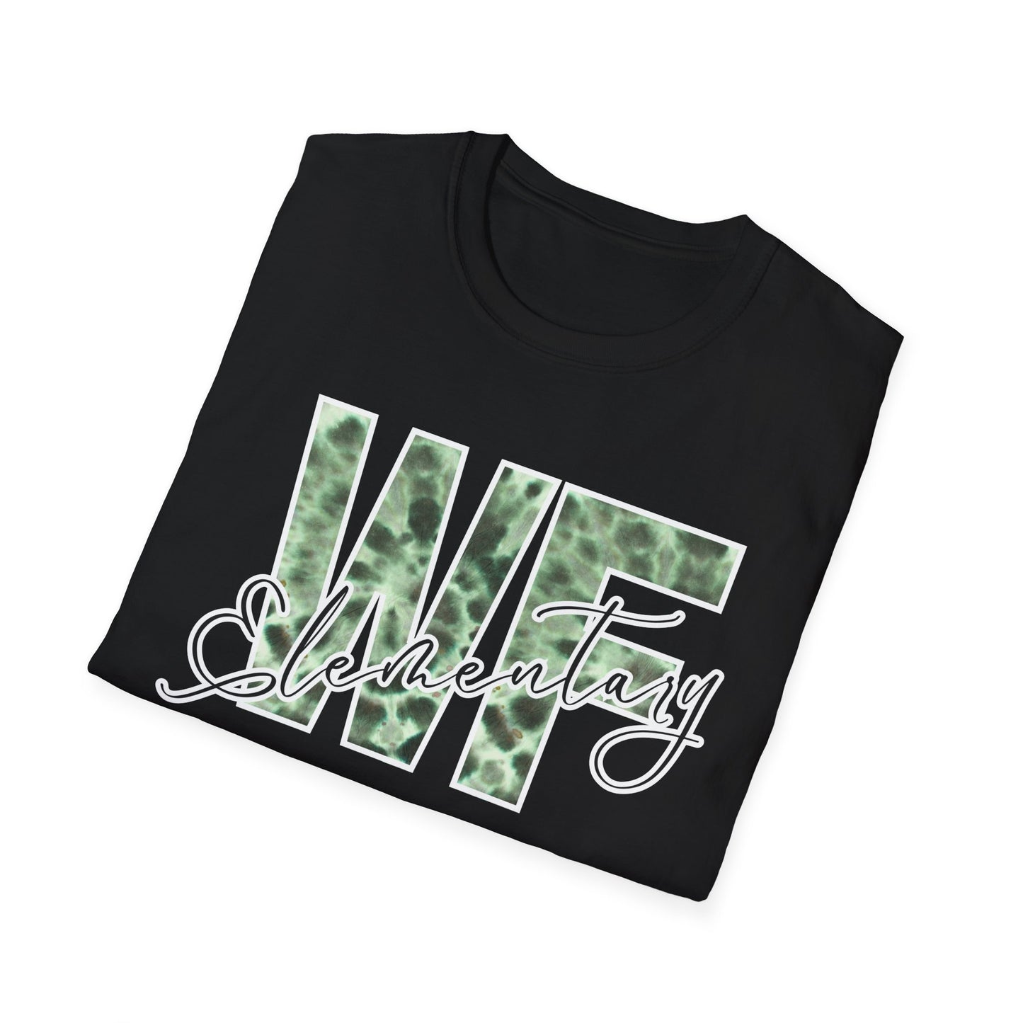 Tie Dye WFE Stylish Unisex Softstyle T-Shirt with WF Elementary Design