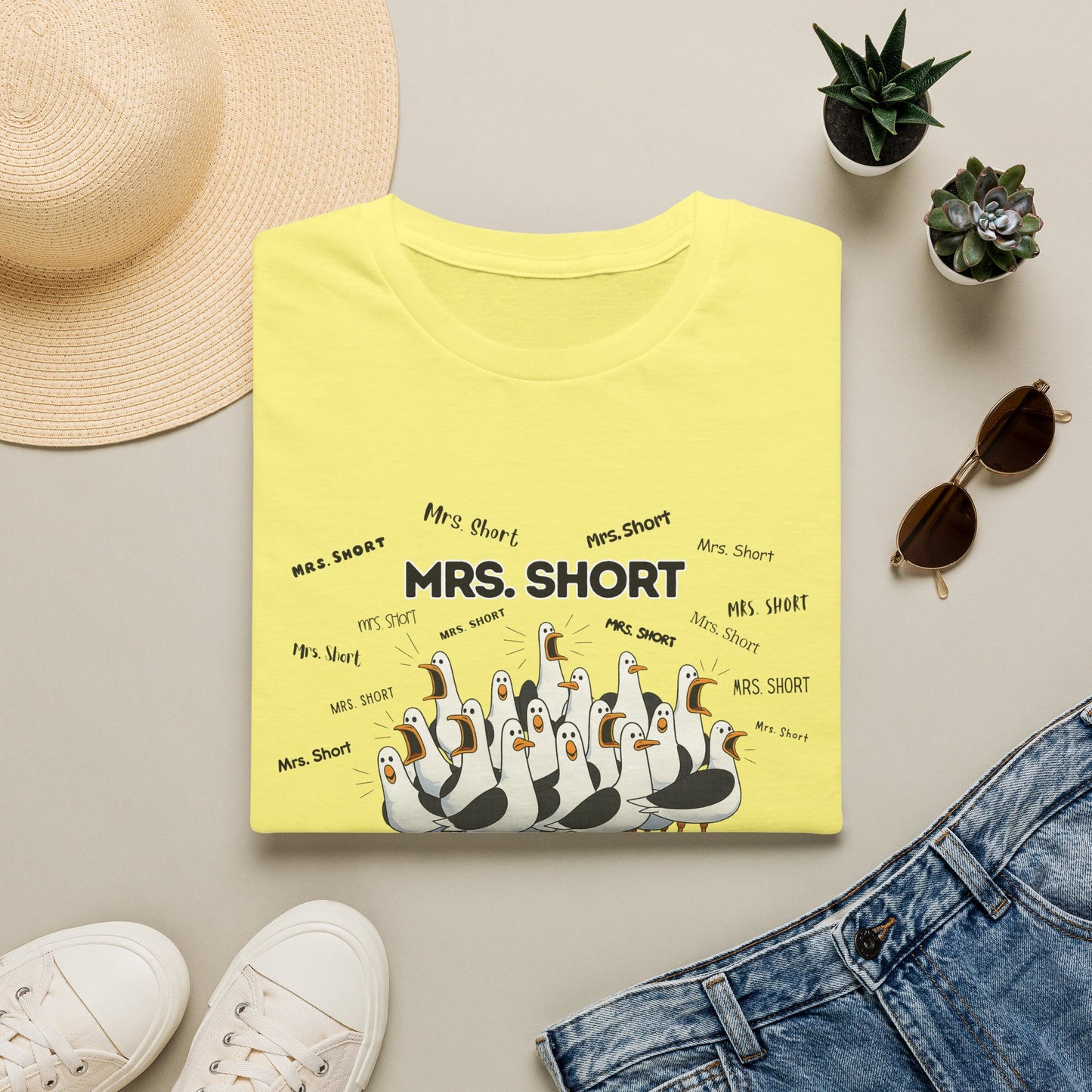 Mrs. Short- Seagull Crew Graphic T-Shirt — Personalized