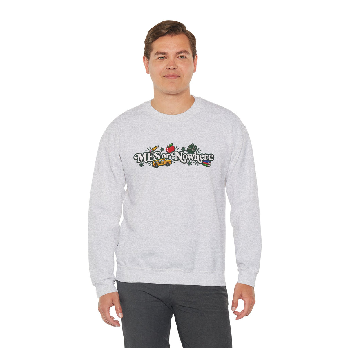 "MES or Nowhere w/ School Things" - Moriches Crewneck Sweatshirt